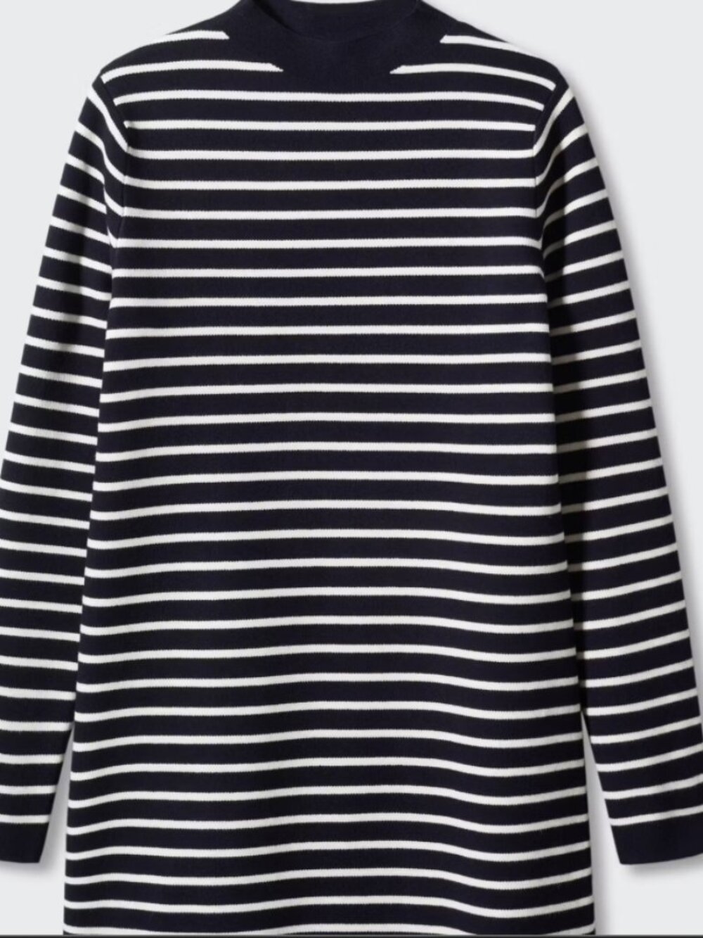 Mango Navy Blue Striped Cropped Knit Sweater – Size M